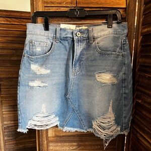 Umgee Denim Distressed Mini Skirt NWT